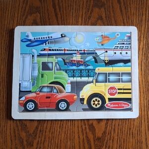 🌟 Melissa & Doug 12 Piece Wooden Vehicle Multicolor Children's Puzzle 30x22cm